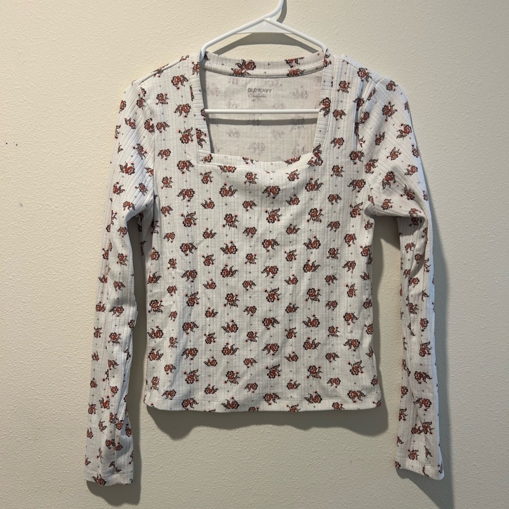 Old Navy Floral Long Sleeve Crop Top M - Picture 5 of 6